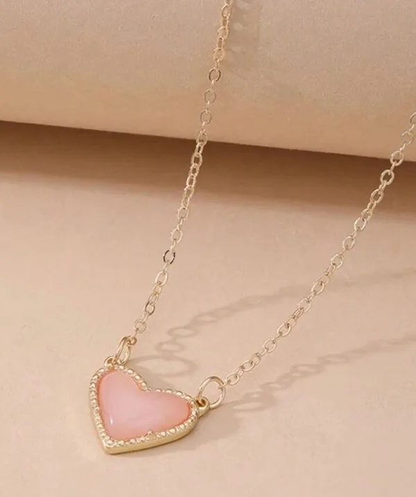 Peach Heart Pendant Necklace Gold - Image 2