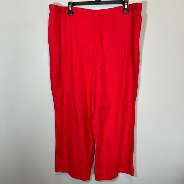 J. Jill Pimento Red 100% Linen Wide Leg Elastic Waist Pants NWT Women's Large - Image 6