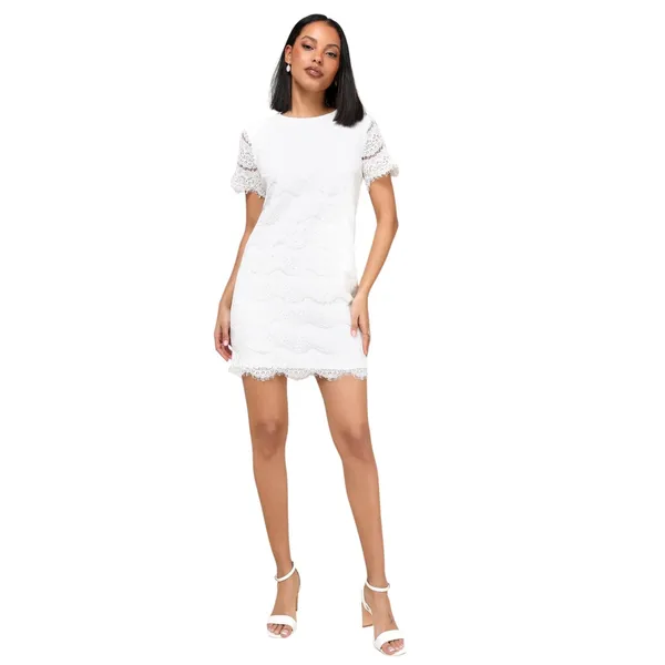 Lulus Take Me to Brunch Ivory Lace Shift Dress size Large NWT - Image 4