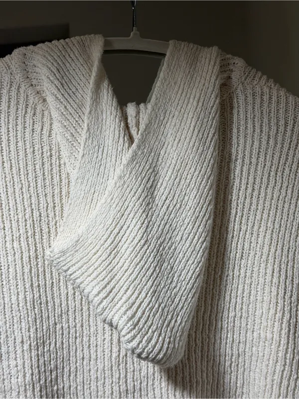 Moon & Madison Knit Hooded Zip Women Sweater in Off-White - L - Image 12