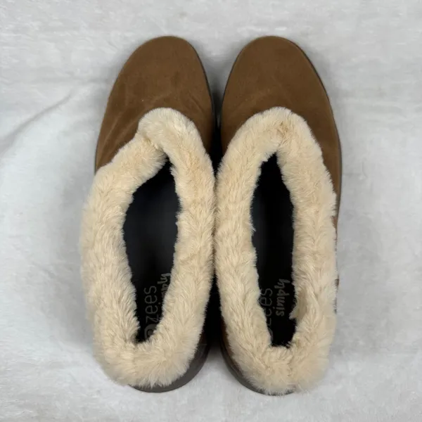 Bzees Snicker Womens 8.5M‎ Brown Faux Suede Fur Lined Slip On Comfort Shoes - Image 7