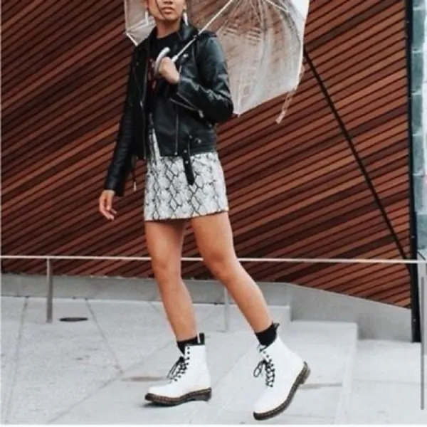 Dr. Martens NEW AirWair Classic 1460 White Smooth Leather Lace Up Combat Boots - Image 2