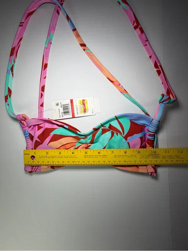Salt + Cove Pink, Teal & Coral Strap Bikini Top - Image 3