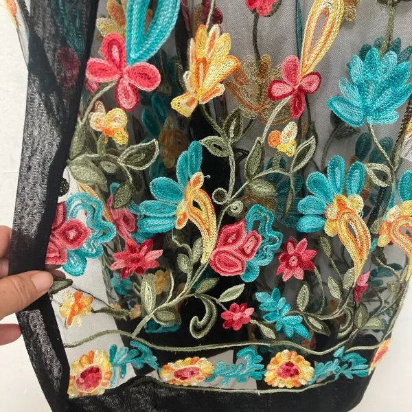 Women Floral Embroidered Mesh Long Jacket Cardigan Casual Coats Beach One Size - Image 8