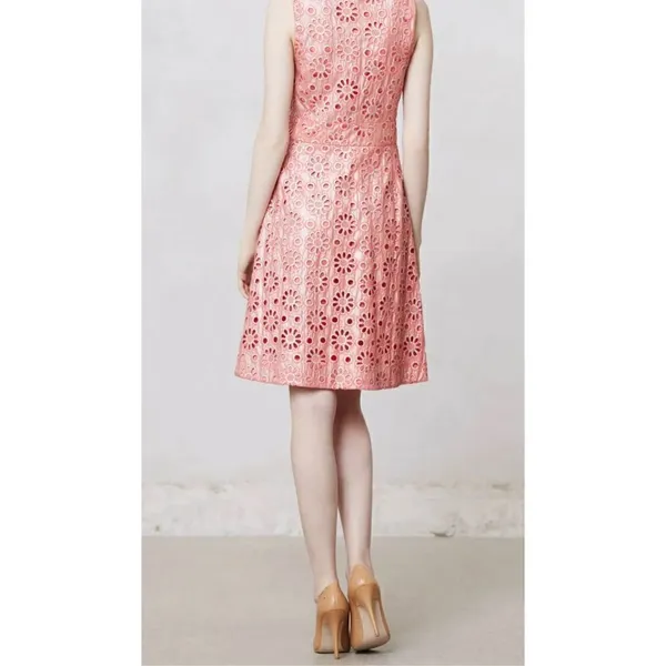 Anthropologie Maeve Coralshine Metallic Eyelet Floral A-Line Sleeveless Dress‎ - Image 5