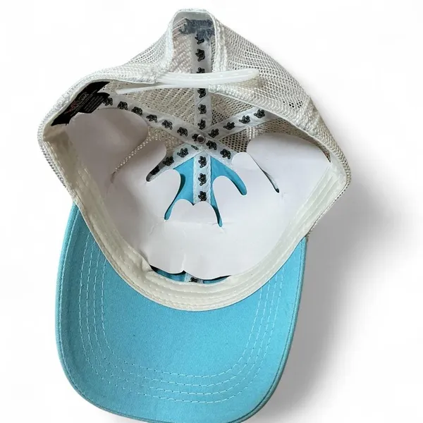 Wild Wear‎ Beach Please Trucker Hat Blue White Mesh Palm Tree Summer - Image 2