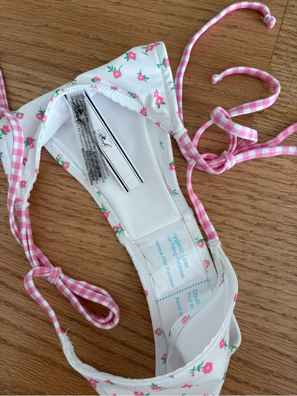 Pink Floral String Bikini Set - Image 2