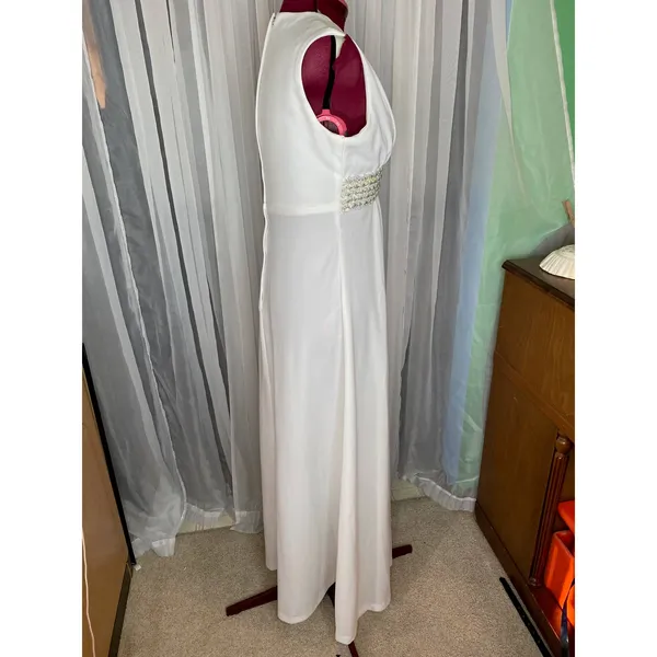 wedding dress jacket white silver V neck Vintage 1970’s sz s - Image 8