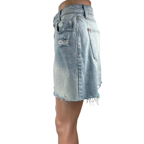 Urban Outfitters BDG Blue Light Wash Distressed Mini A-Line Denim Jean Skirt M - Image 2
