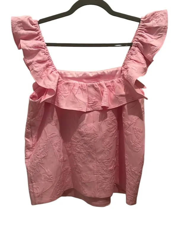Lilly Pulitzer Zoya Ruffle Top Conch Shell Pink Caliente Pucker Jacquard 4 - Image 4