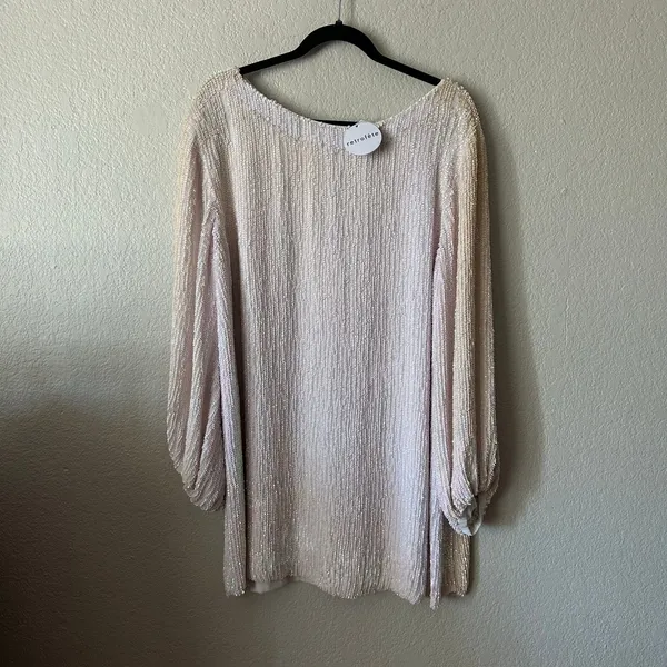 NWT Retrofete Grace Sequined Mini Dress Pearl Size Medium - Image 4