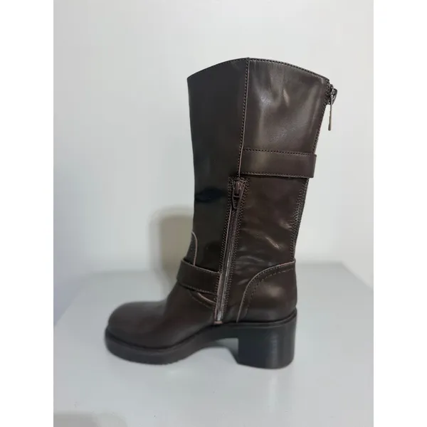 Rare Dolce Vita Lenon Leather Moto Boots Buttered Oak Size 6 Unreleased Sample - Image 14