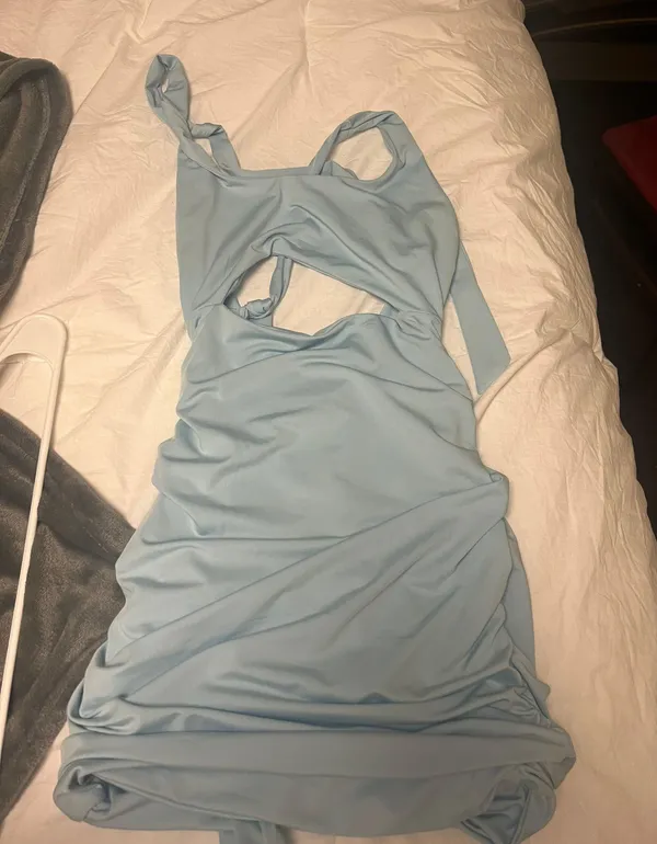 Blue Cut Out Mini Dress Size M - Image 3