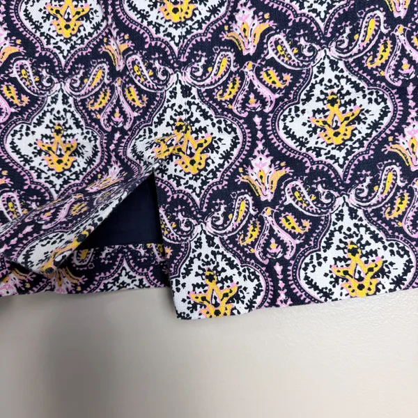 J.Crew Pencil Skirt Boho Paisley Damask Cotton Lined Pink Women Size 0 Cotton - Image 8