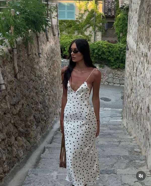 Zara Elegant Polka Dot satin effect Slip maxi Dress - Image 5