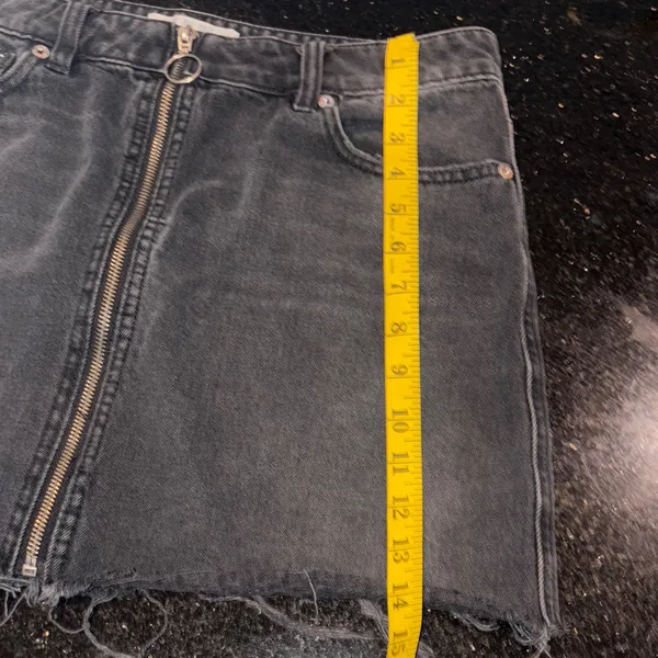 Free People Black Faded Distressed Denim Skirt - Image 6