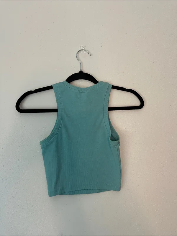 Tilly's Teal Ribbed Cropped Tank - Image 2