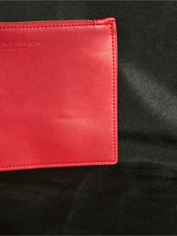 Ann Taylor Red Leather Zip Travel Cosmetic Money Pouch NWT - Image 3