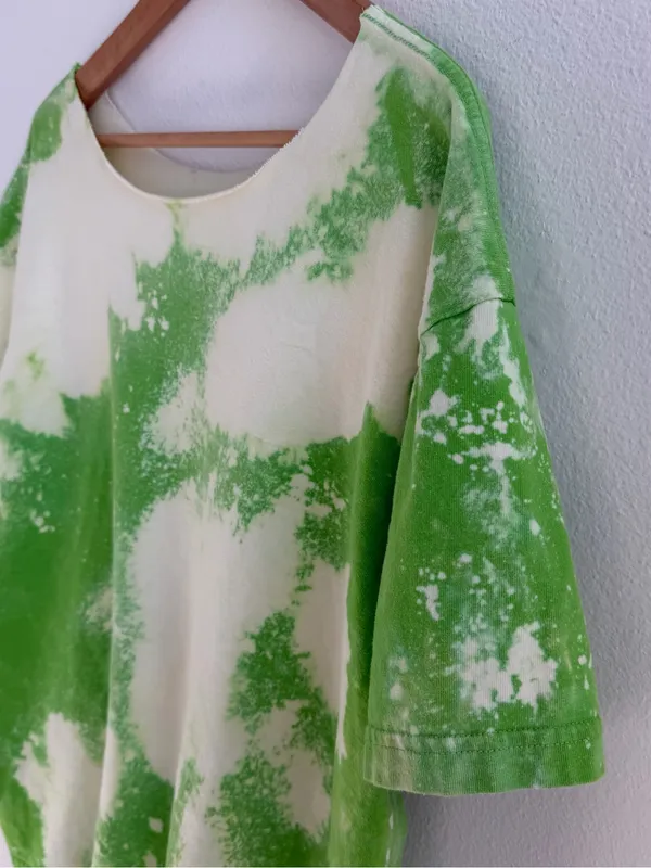 Bleached grunge off the shoulder tee Green Size XL - Image 4