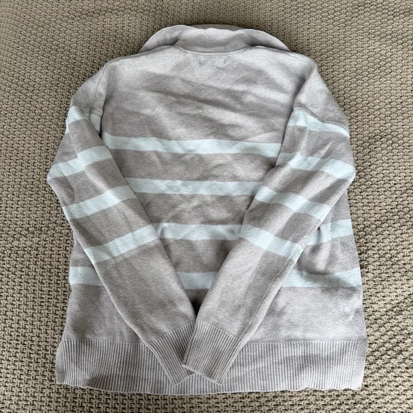 Cynthia Rowley Tan and White Striped Sweater - Image 2