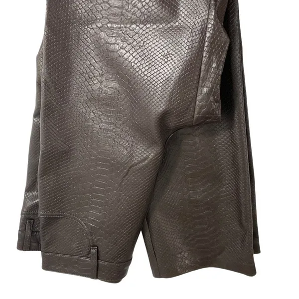 Aritzia Wilfred Melina Pant Snakeskin Croc Faux Vegan Leather Dark Brown‎ Size 8 - Image 3