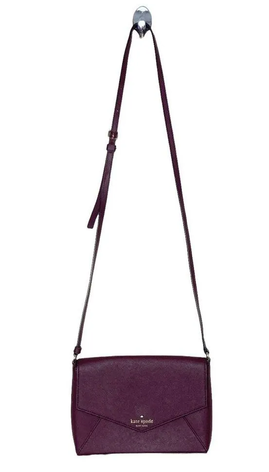 Kate Spade Maroon Leather Envelope Crossbody Bag - Image 8
