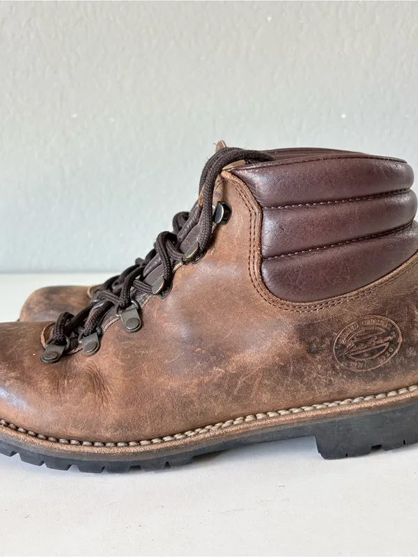 Eddie Bauer Women Waterproof Brown Leather Hiking Boots Sz 9.5 Vibram Sole Italy - Image 3