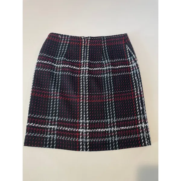 White House Black Market Tweed Skirt Size 00 Black and Red - Image 5