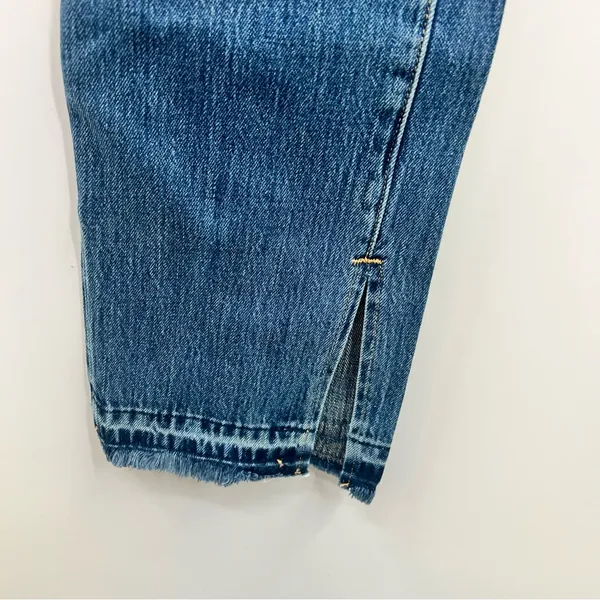 Good American Good Boy Double Slit Jeans 0/25 NWT High Rise BLUE404 Raw Hem - Image 4