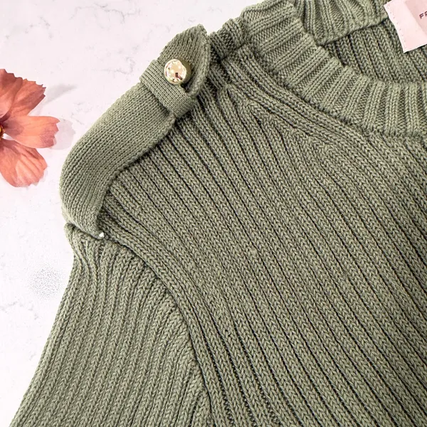 French Connection Sage Green Ribbed Midi Dress - Image 11