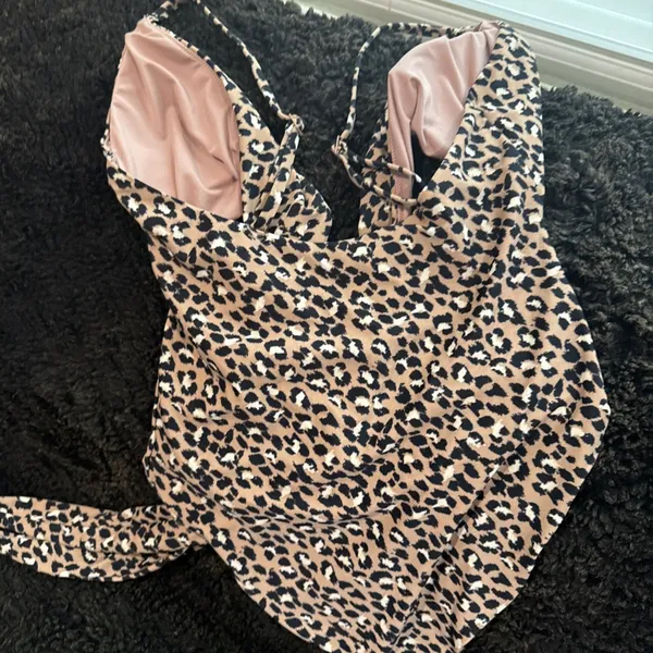 Aerie Wrap One Piece Swimsuit Size Medium Leopard Print - Image 12