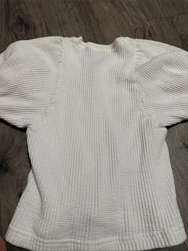 Free People Cream Lace-Up Puff Sleeve Tunic - Image 3