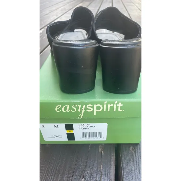 Easy Spirit Eszion Black Fabric Block Heel Slide Sandals‎ Womens 8 M Square Toe - Image 3
