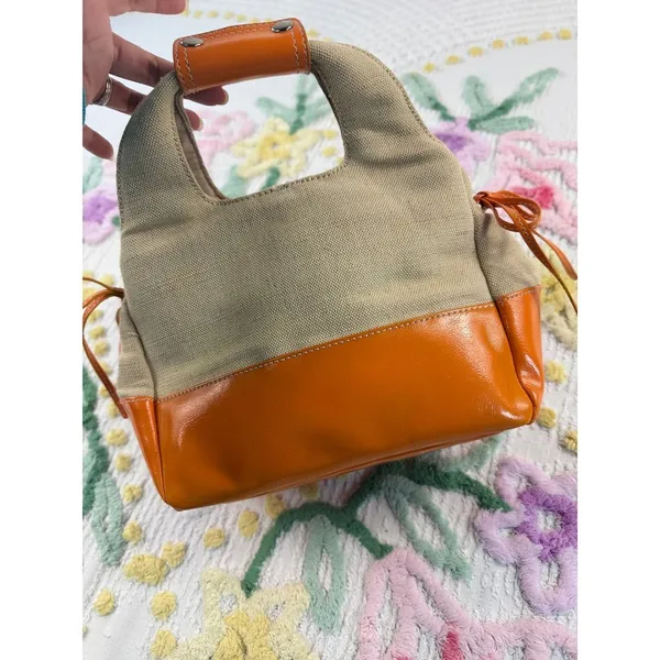 Bath & Body Works Canvas Orange Leather Trim Handle Bag‎ Women's Accessory - Image 3