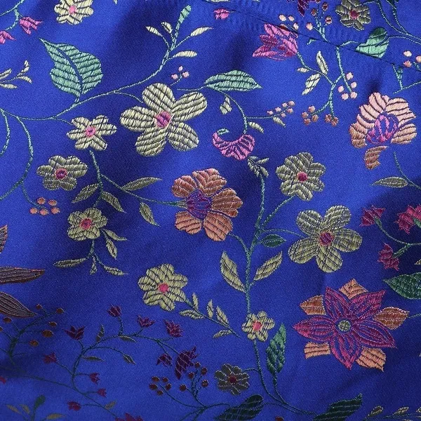 LULU’S Make A Move Blue Floral Satin Jacquard Strapless Midi Dress - Image 5