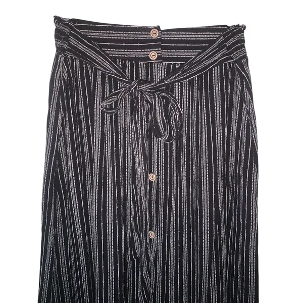 Emberley Striped Tie-Waist Button Down Maxi Skirt Black White - Image 2