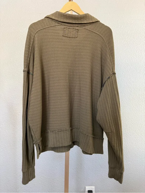 We The Free Camden Henley Sweatshirt Size XL in Laurel Oak Green - Image 6