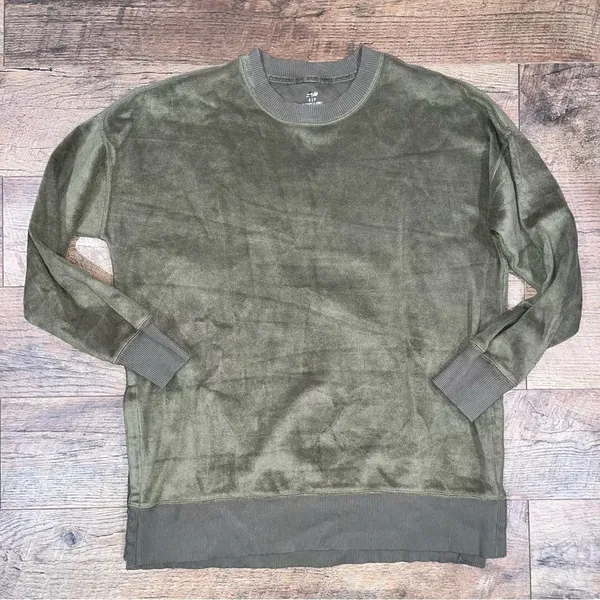 aerie Army Green Fleece Oversized Crewneck Sweatshirt - Image 3