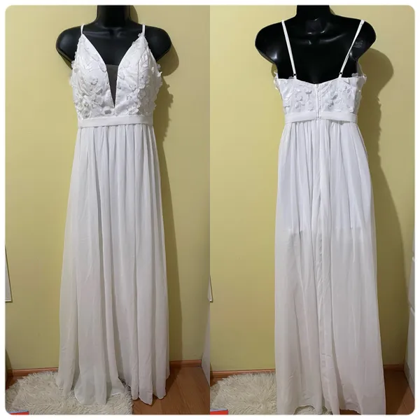 Embroidery chiffon Wedding Dress White - Image 2