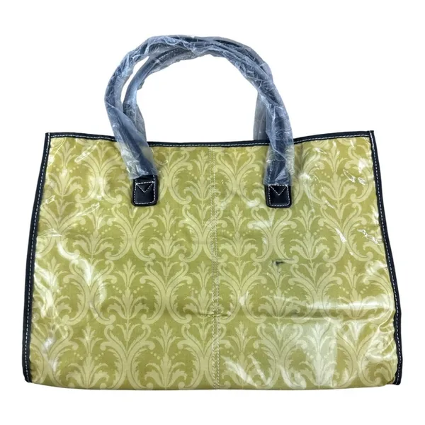 Anna Griffin Damask Craft Tote Bag Chartreuse Gold Laminated‎ Travel Luxury - Image 11