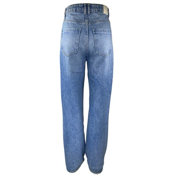 Zara Women's Blue Distressed High Waisted Straight Leg Denim Jeans Pants Size 2 - Image 3