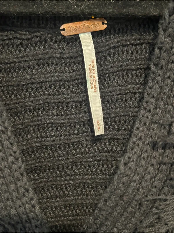 Free People Marlie Deep V Ribbed Sweater Black Size Small - Image 5