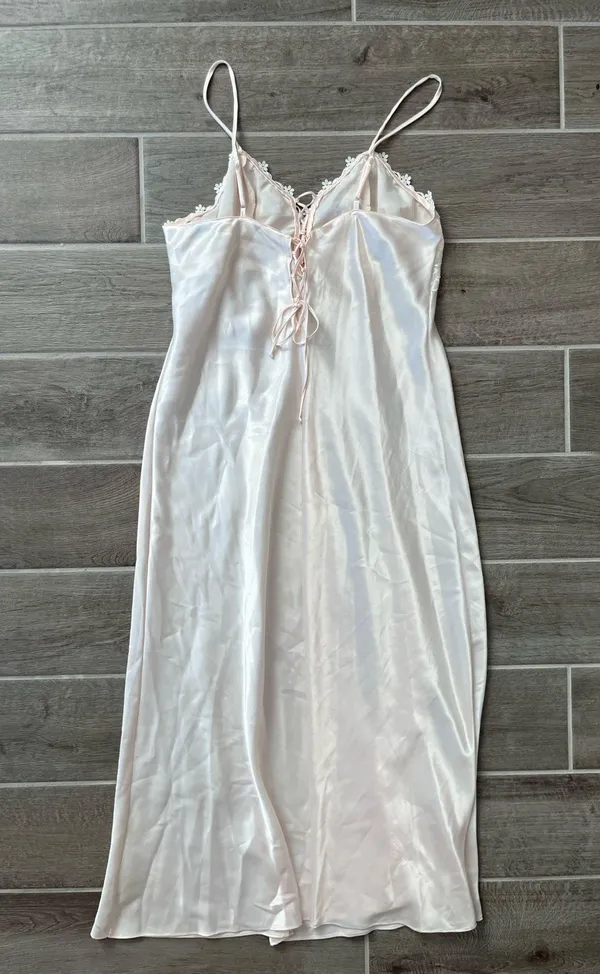 Vintage Dentelle Light Pink Robe & Slip Set Size L - Image 2