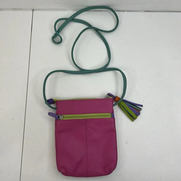 ILI New York Small Crossbody Bag Multi Color Patchwork Leather Tassel Boho Mini - Image 4
