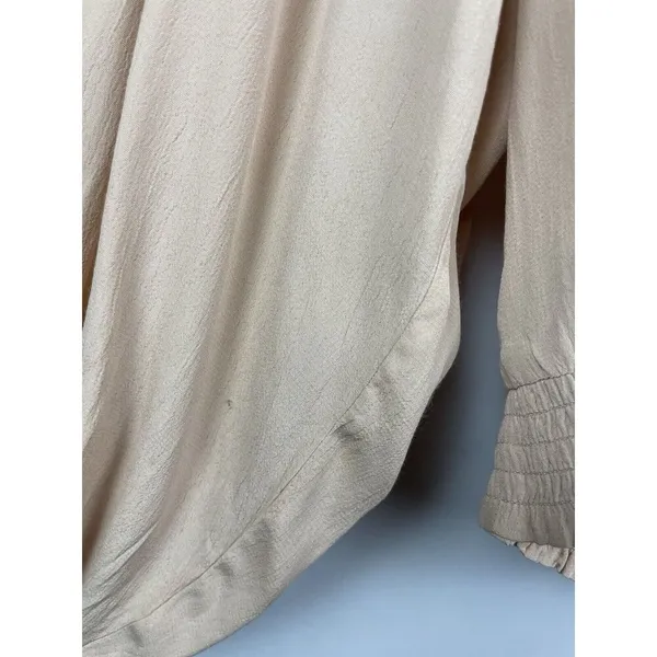 Maeve Anthropologie Cream Kristie Long Balloon Sleeve Sequin‎ Peasant Blouse S - Image 5