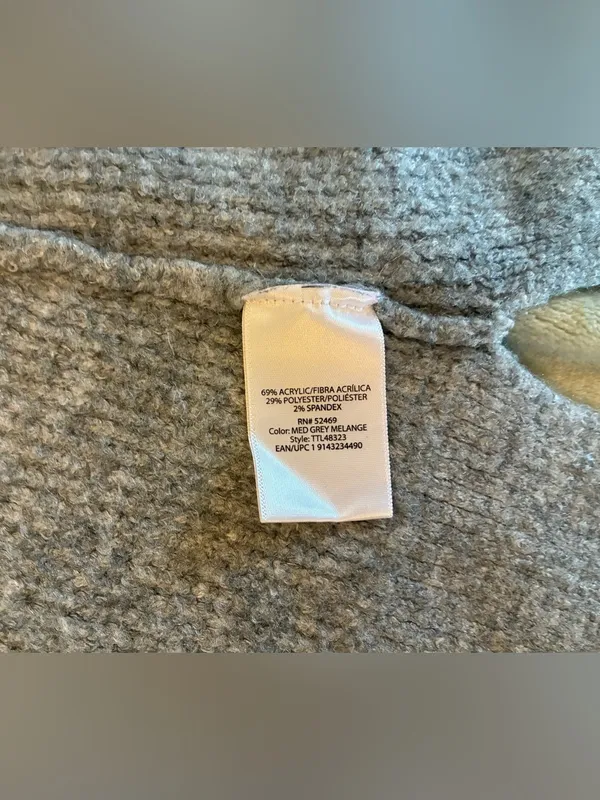 Time & Tru Cozy Open-Front Gray Women's Cardigan Sweater Size Large - Image 5