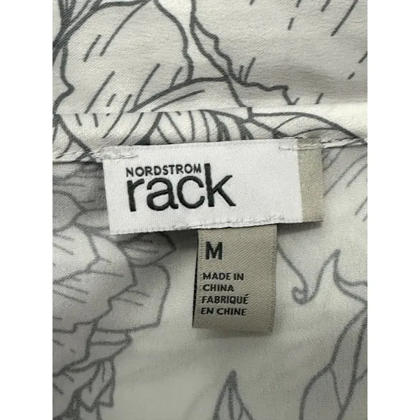 Nordstrom Rack Women's Gray/White Floral Satin Button Up Sleep Shirt M NWOT - Image 7