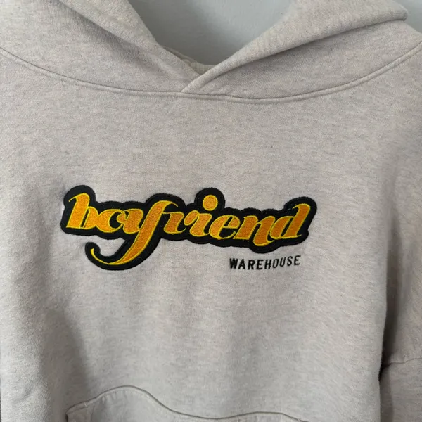 Video Store Boyfriend Warehouse Oversized Hoodie Gray Size M - Image 3