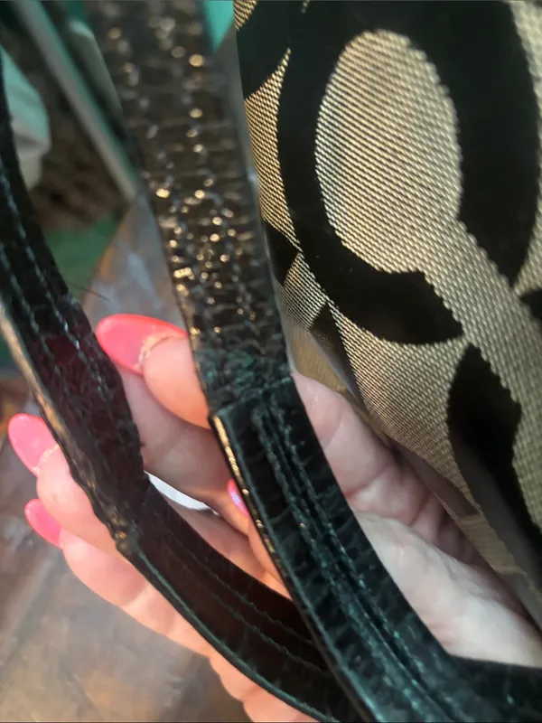 Coach “Op Art” Black and Tan Circle Logo Tote - Image 12