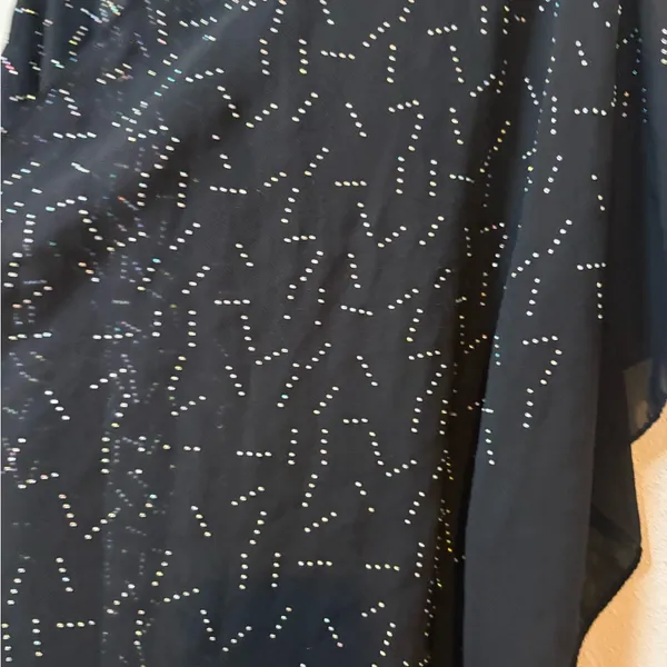 Vintage Jessica McClintock Black Sheer Beaded Kimono Overlay Evening Jacket - Image 3